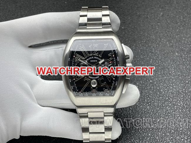ABF Factory Frank Muller V45 Black Dial Steel Bracelet Best CollectWatch with Chronograph and Barrel-Shaped Case