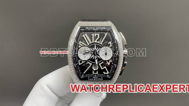 ABF factory best CollectFrank Muller V45black dial diamond case leather bracelet watch