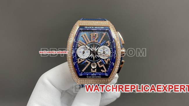 ABF Factory Franck Muller Original Factory CollectWatch V45 Blue Dial Gold Diamond Case Leather Strap V45
