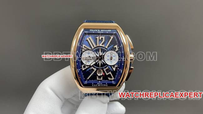 Franck Muller V45 CC DT Blue Yacht Chronograph von ABF: 44 x 54 mm hochwertige Nachbildung aus 316L-Stahl