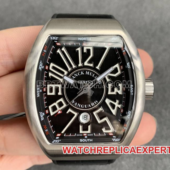 Franck Muller ABF factory 1:1replica watch V45black dial leather bracelet