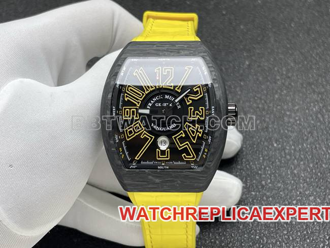 Franck Muller top-tier Collectwatch ABF factory V45 black dial black shell yellow leather bracelet
