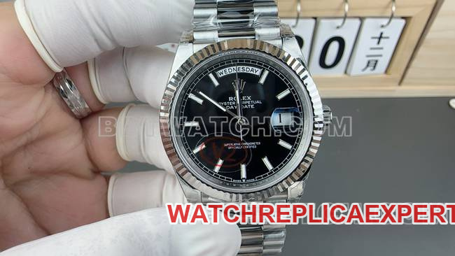 VS Rolex Day-Date Black Dial Steel Bracelet Weighted 182g with Dandong 3255 Movement CollectWatch