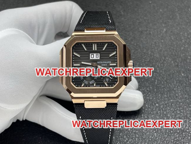 P1 Factory Patek Philippe Patek Philippe Cubitus Black Dial Rose Gold 5822P-001 Super Clone Watch with 45mm Square Rounded Case