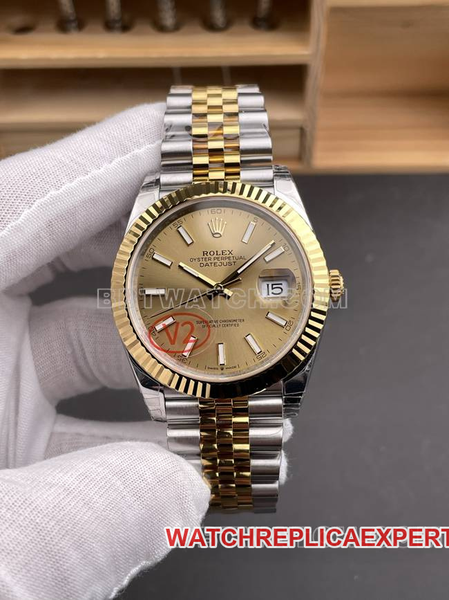 Rolex Datejust 41mm VS 41mm VS Rolex Factory Champagne Sunburst Dial 3235 Mechanical Top-tier CollectWatch