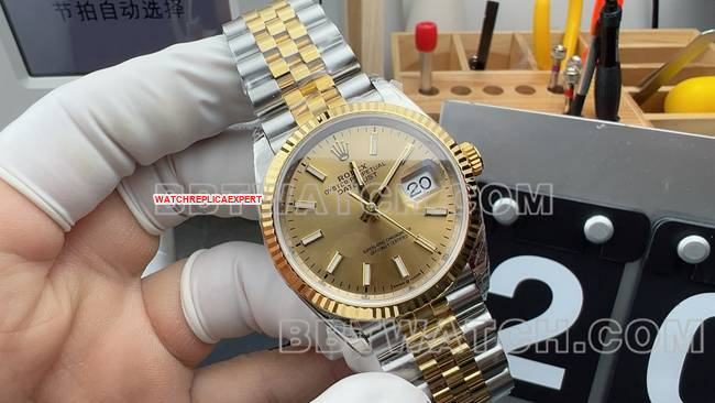 Best CollectWatches Log VS Factory Rolex Datejust 36mm Champagne Sunburst Dial 3235 Mechanical Watch