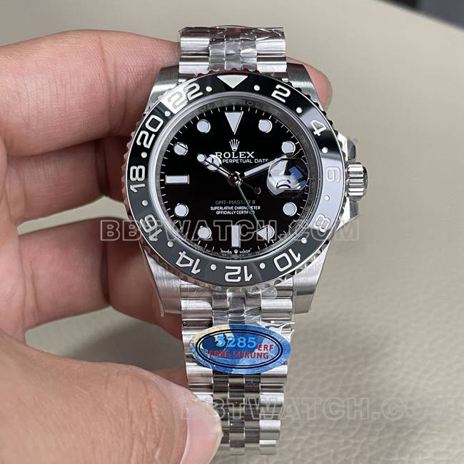Rolex ERF Factory GMT-Master Best CollectWatch with Black Dial, Black and Gray Ceramic Bezel 3285 Mechanical