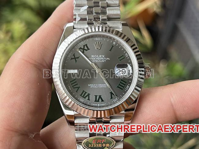 Super Clone Watch ERF Factory Rolex Datejust 41mm Rolex 41mm Grey Dial 3235 Mechanical Gray Plate
