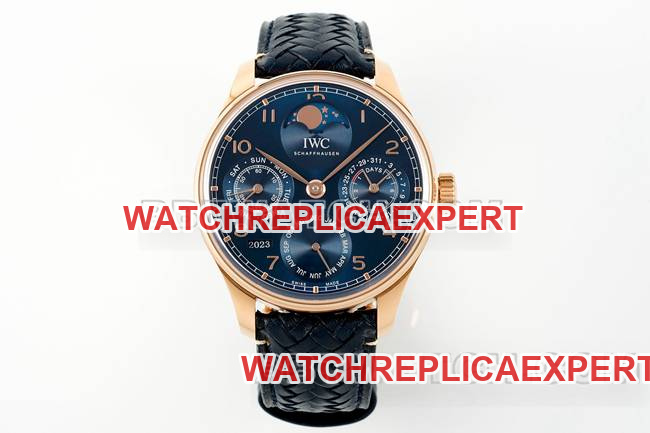 IWC Portugieser APS Factory Super Clone Perpetual Calendar Blue Dial Rose Gold Watch
