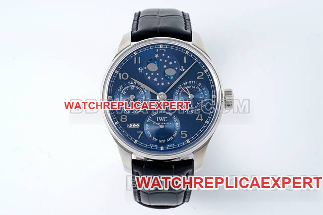APS Factory IWC Portugieser Perpetual Calendar Blue Dial Black Bracelet Full OEM-Synced Synchronization