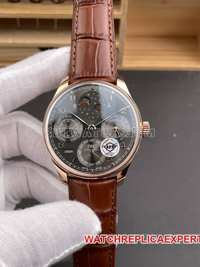 IWC Portuguese APS Factory Perpetual Calendar 42mm Grey Dial Rose Gold with 7751 Movement