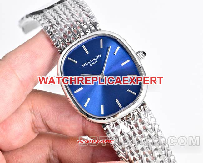 Top-quality CollectPatek Philippe GOLDEN ELLIPSE Blue Dial 5738, 6.2mm Minimalist Thin Stainless Steel Watch