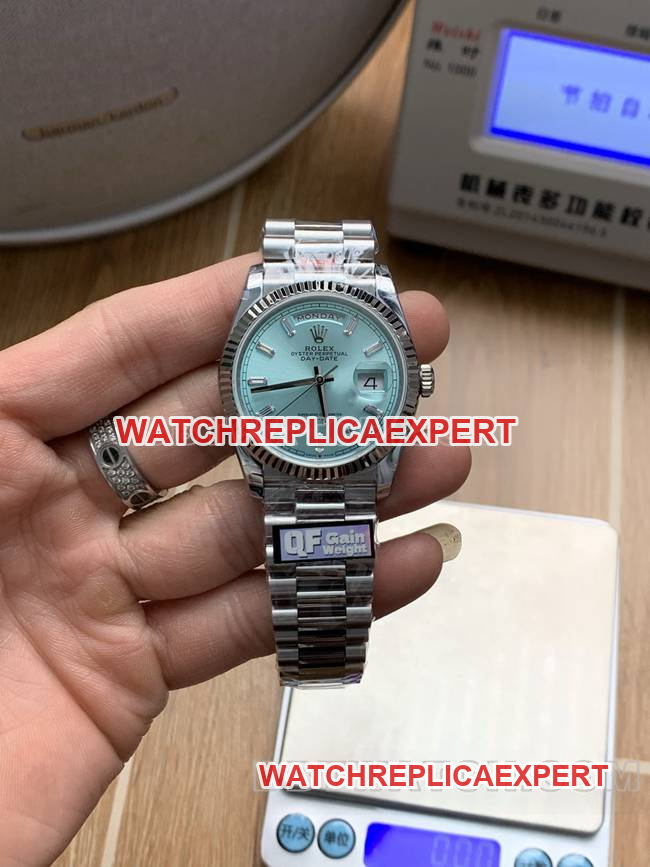 QF Factory Rolex Day-Date Rolex 36mm 36mm Ice Blue Dial 2836 Mechanical Super Clone Watch