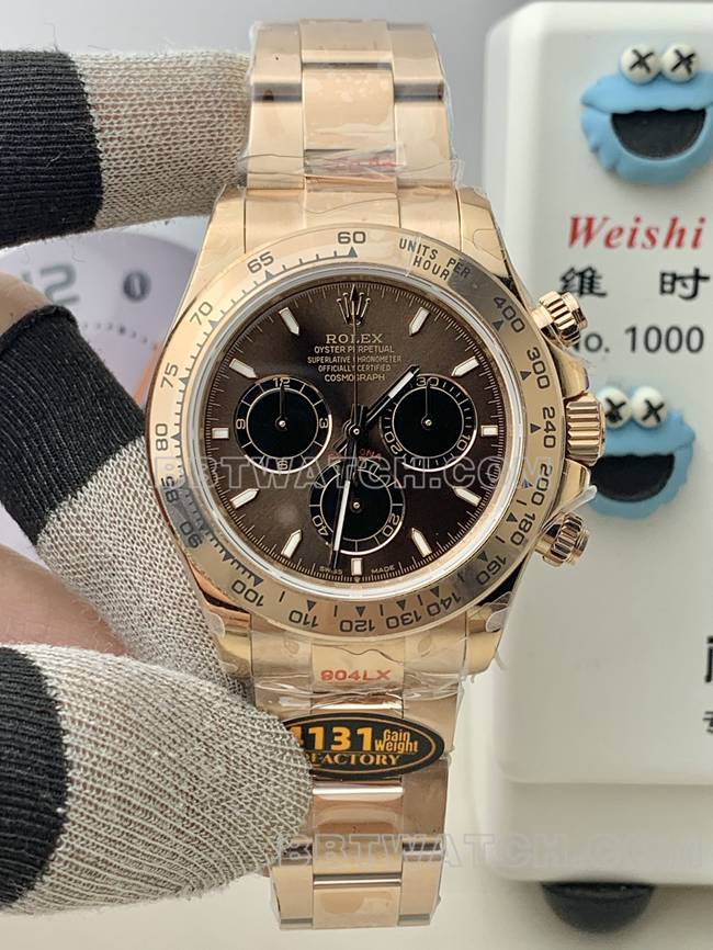 Rolex QF Factory Daytona Brown Dial Rose Gold 4131 Mechanical CollectWatch with 904L Stainless Steel Case