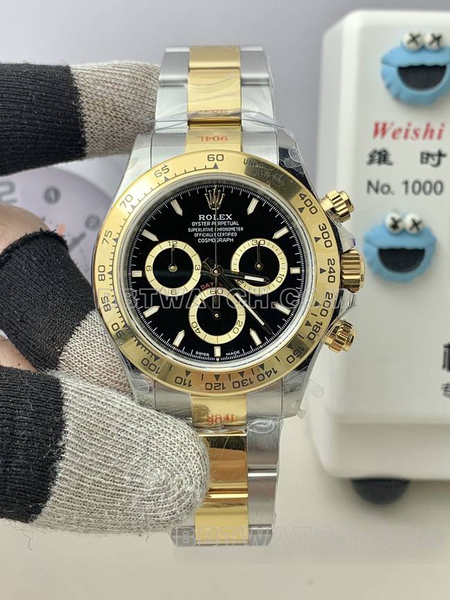 Rolex Daytona QF Factory Super Clone Black Dial 4131 Mechanical Gold Bracelet Watch