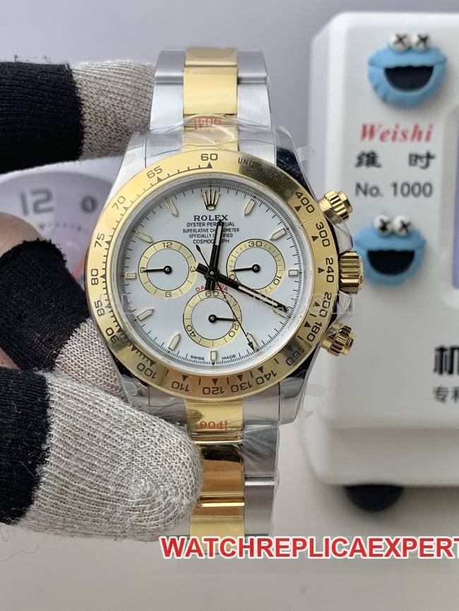 QF Factory Best CollectRolex Daytona White Dial 4131 Mechanical Gold Bracelet with Integrated Two-Way Winding Movement