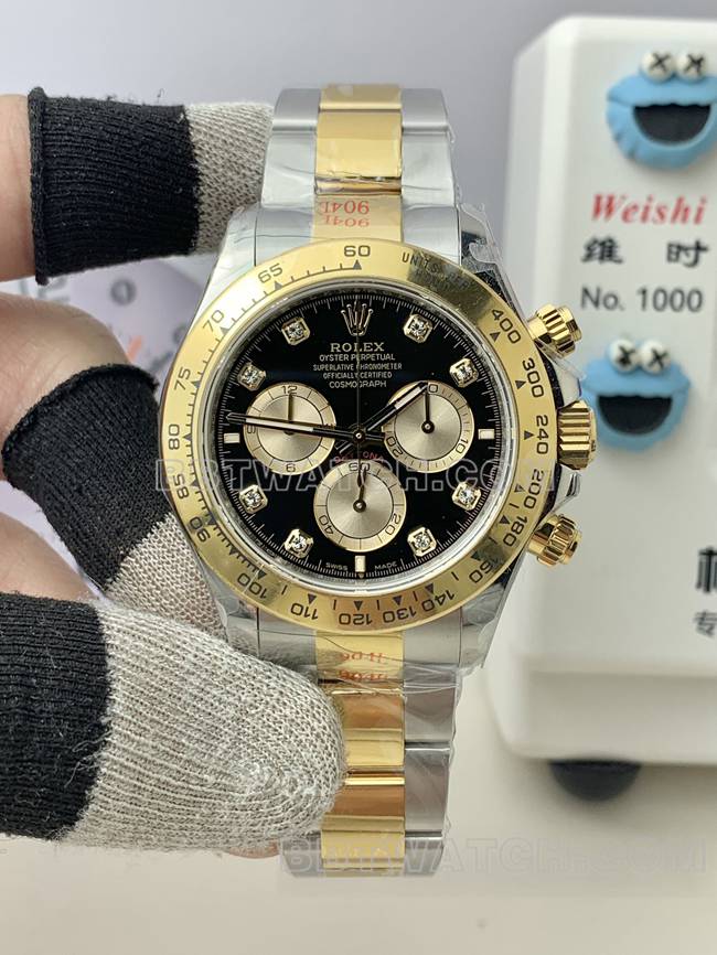 QF Factory Top-Tier CollectRolex Daytona Black Dial 4131 Mechanical Gold Bracelet with Stable Bidirectional Winding Movement