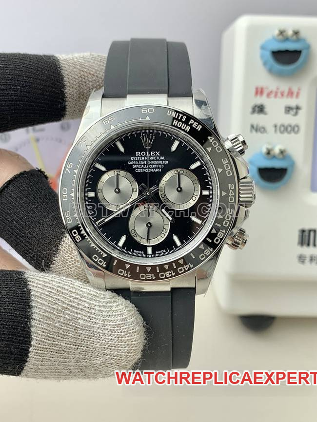 Rolex QF Factory Daytona Black Dial 4131 Mechanical Movement Rubber Strap Super Clone Watch