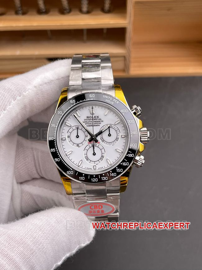 Rolex Daytona CBD Factory Super Clone – White Dial, 4131 Mechanical Movement, Black Ceramic Bezel
