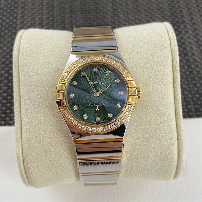 Omega Constellation 27mm 27mm Swiss Quartz 27mm Green Meteorite Dial with Diamond-Set Bezel Omega