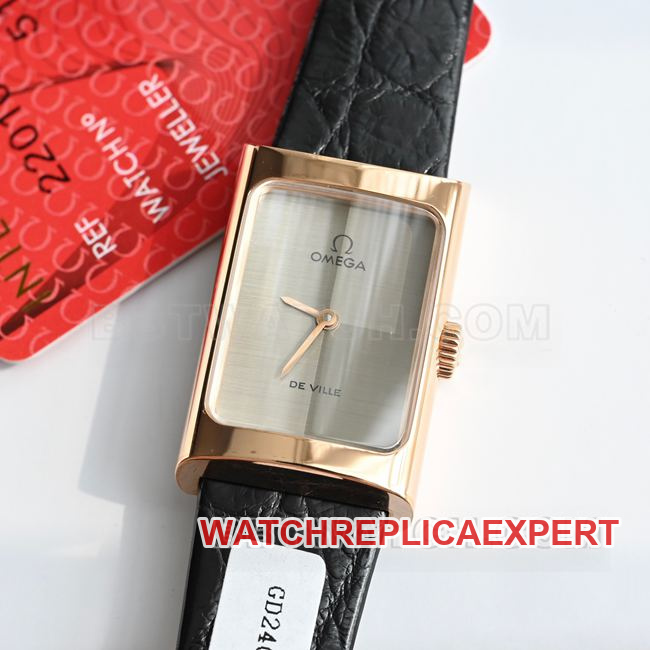 Omega De Ville Premium CollectWatch with Grey Dial, Quartz Movement, Black Leather Strap, Clean Minimalist Formal Style