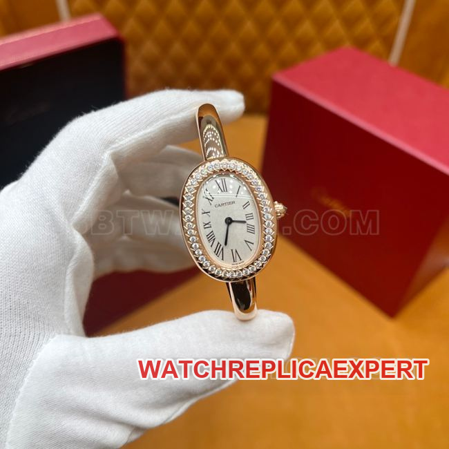 Premium BBA Factory Cartier Baignoire Cartier Rose Gold Bezel White Dial Quartz - Handcrafted 18K Gold Coating Collect