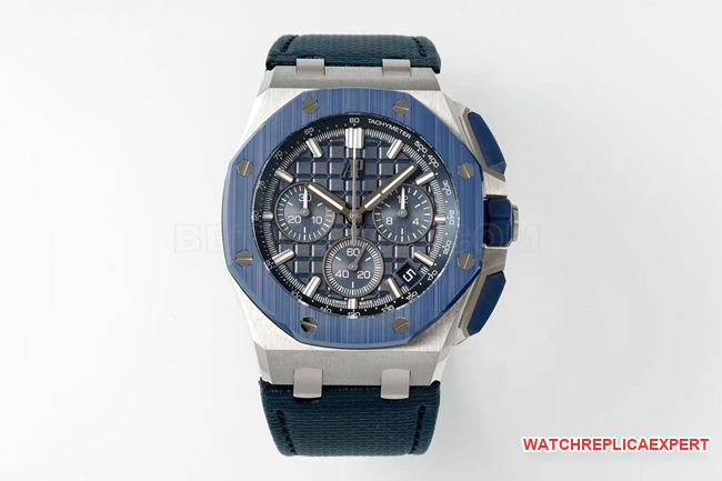 Top-Quality CollectWatch DDF Factory Audemars Piguet Royal Oak Offshore 26420 Blue Dial CNC-Engraved Wavy Squares, 205 Grams
