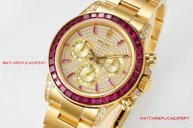 Premium CollectRolex Rolex Daytona PPM factory CVD diamond bezel with gold strap