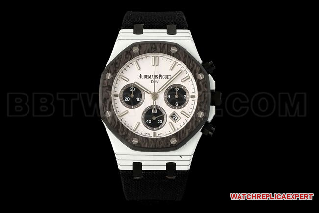 Diw Factory Royal Oak Audemars Piguet Chronograph with White Dial and Carbon Fiber Bezel