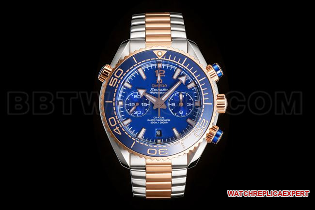 Réplica Omega Seamaster 600M con esfera azul y banda de acero dorado de la fábrica N1 con cerámica importada y esmalte cocido en platino