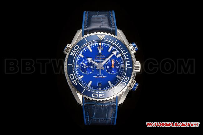 N1 Factory Omega Omega Seamaster 600 m Correa de cuero con esfera azul y bisel de cerámica importada genuina y anillo naranja