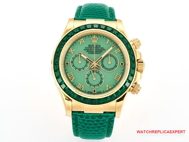 Rolex Daytona 116519 Green Mother-of-Pearl Dial Diamond Ring Super Clone Watch, 40mm Roman Scale, 4801 or 4130 Movement