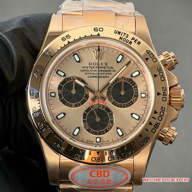 Rolex CBD Factory Daytona 40mm Rose Gold Case Champagne Dial 4130 Super Clone Watch