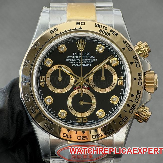 CBD Factory Rolex Daytona Super Clone Black Dial Intermetallic Strap 4130