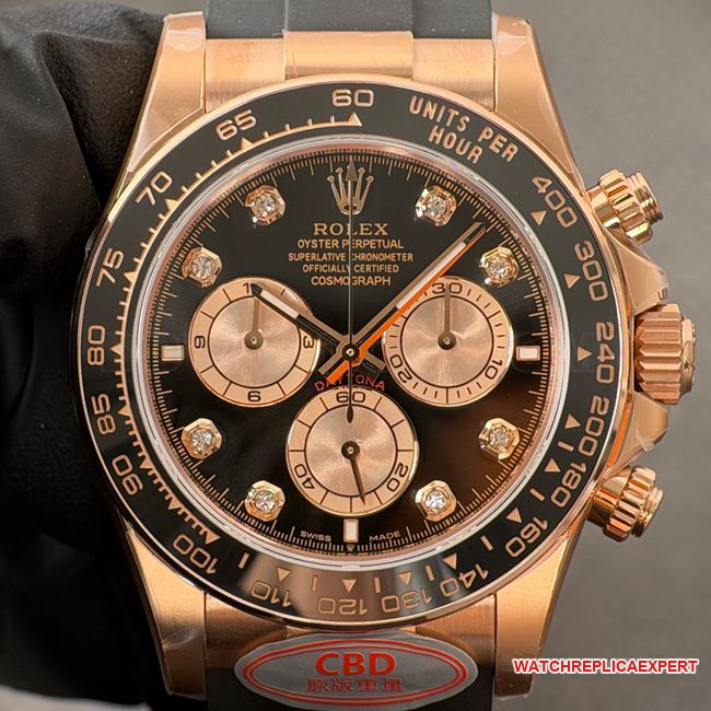 Optimal CollectRolex Daytona CBD Factory Watch with 18k Everlasting Rose Gold Case and Bright Black Dial 4131