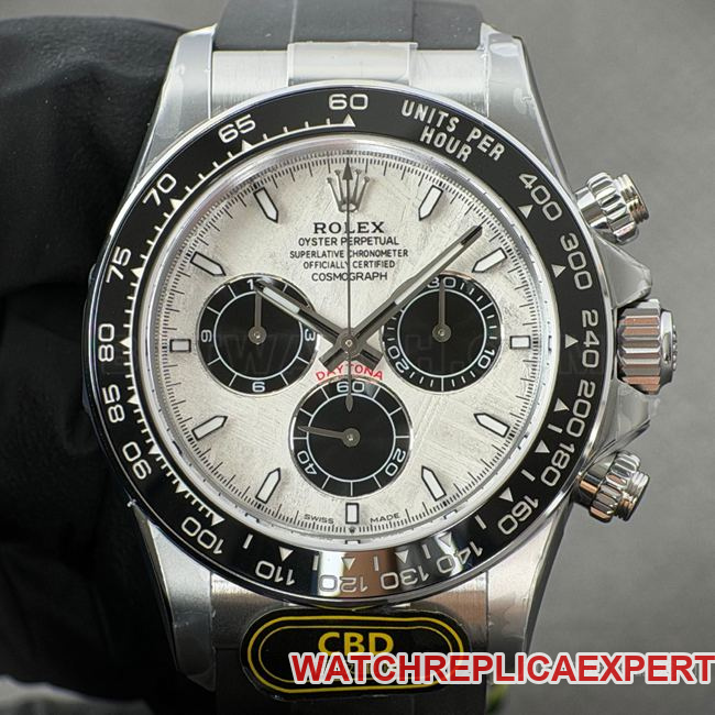 Rolex CDB Factory Super Clone Daytona Meteorite Dial 4131 Watch with 40mm 18K White Gold Case