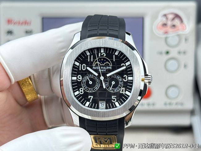 Top Replica Patek Philippe Aquanaut 5261 Black Dial by PPM Factory, Exact 128g Replica