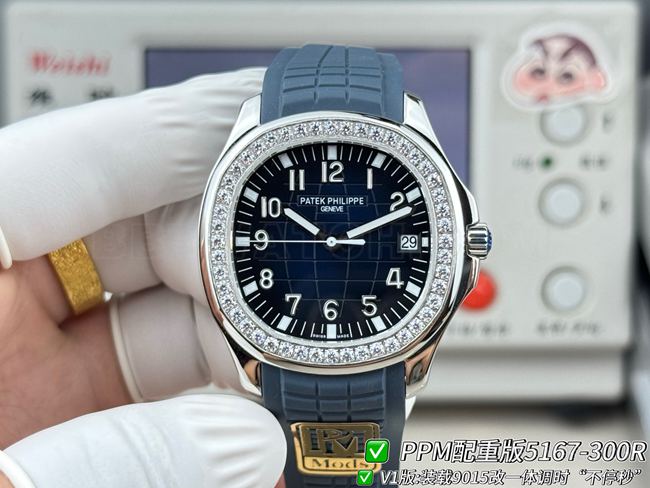 Patek Philippe Aquanaut 5167 PPM Factory's Best Replica Blue Dial Diamond Bezel 8.2mm Exact Match