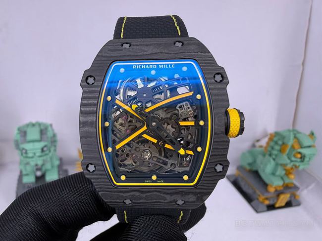 Best-Quality Replica Watch RM067-02 Richard Mille Skeleton Dial with Black Strap in Custom-Grade Carbon Texture Case