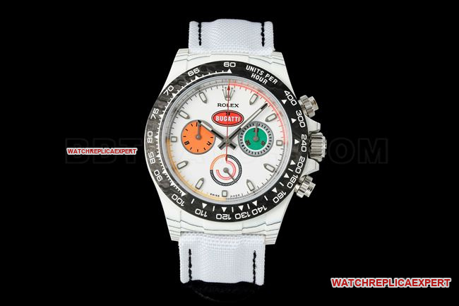 ANT Factory Rolex Daytona White Dial 4130 Super Clone Watch with Carbon Fibre Case and High-End Car Badge Styling