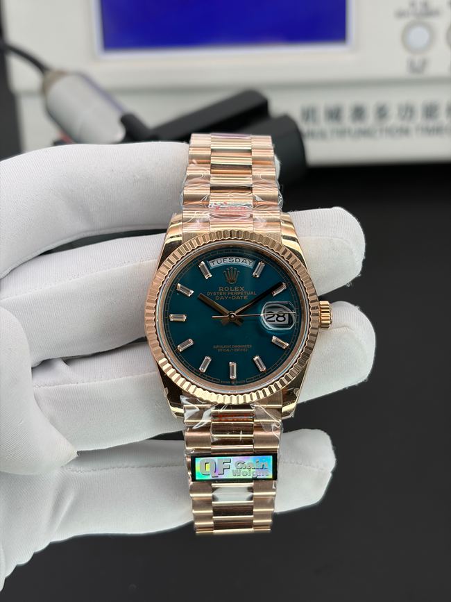 Best Replica Rolex Weekly Calendar QF Factory 36mm Blue Green Dial Contemporary Classic Silhouette