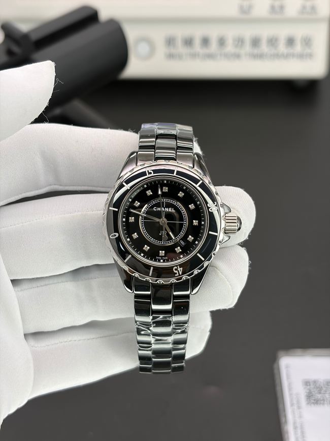 Premium HT factory Chanel 33mm black plate replica with authentic 956.612 Swiss ETA movement