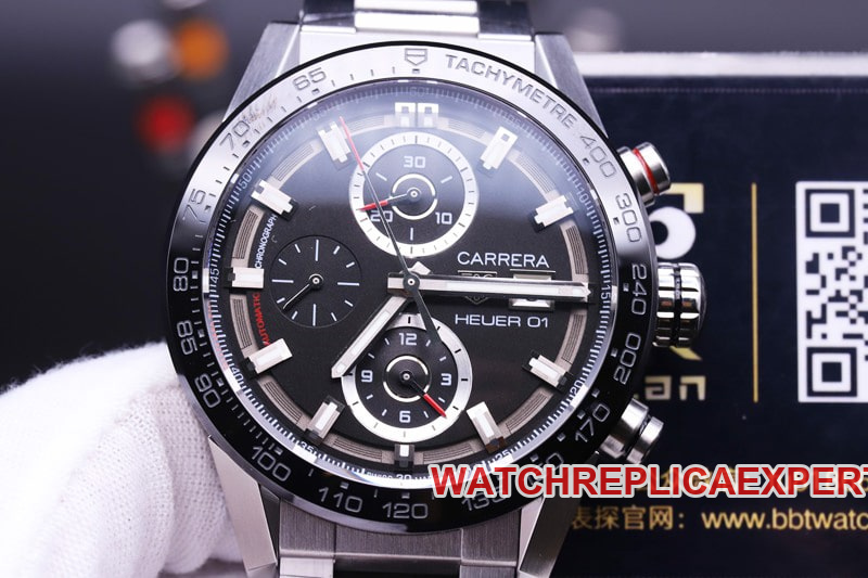 XF Factory TAG Heuer Carrera Racing Chronograph Black Face Tornado 43MM Customized Movement CollectWatch