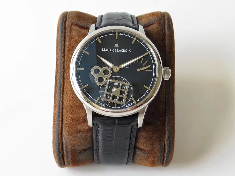 Maurice Lacroix Craftsmanship Series Men's Super Clone Watch, Dark Gray Dial, Square Mysterious Wheel and Clover Mesh Belt, Model MP7158-SS001-301-1