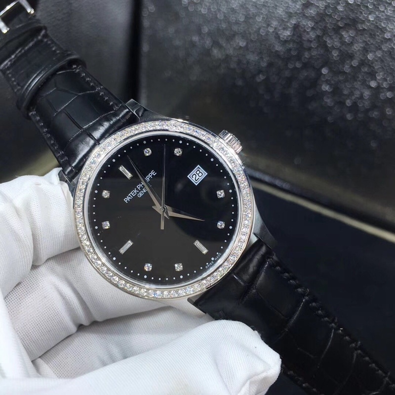 Patek Philippe 5297G-001 Men's Classical Collect– 18K White Gold with Real Diamonds, Matt Black Dial, 2892 Movement