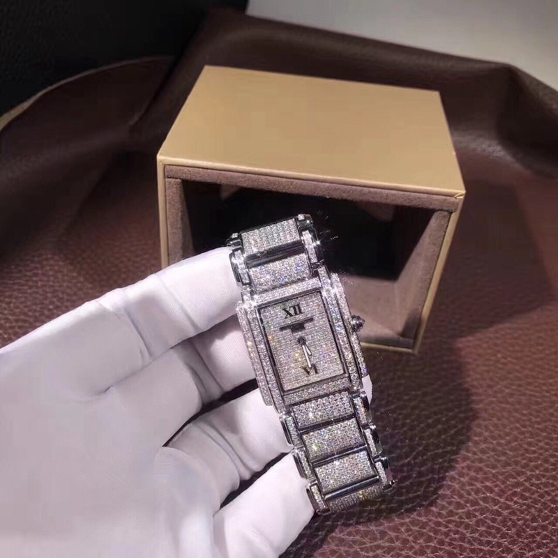 Patek Philippe TWENTY~4 Ladies Original Factory Clone Watch, 18K White Gold Full Diamond Case, Model 4910/51G-001