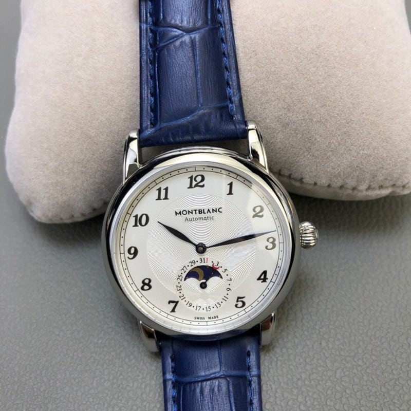 Premium Montblanc Star Legacy Moon Phase Dial 42mm 10mm MBL Refined Build Quality Blue Steel Hands