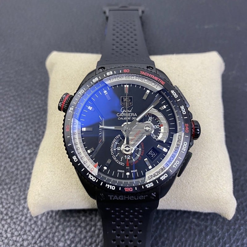 V6 Factory Tag Heuer Carrera Racing-Inspired Series 43mm CAV5185 FT6020 Super Clone Rubber-Titanium Black Dial Automatic Chronograph