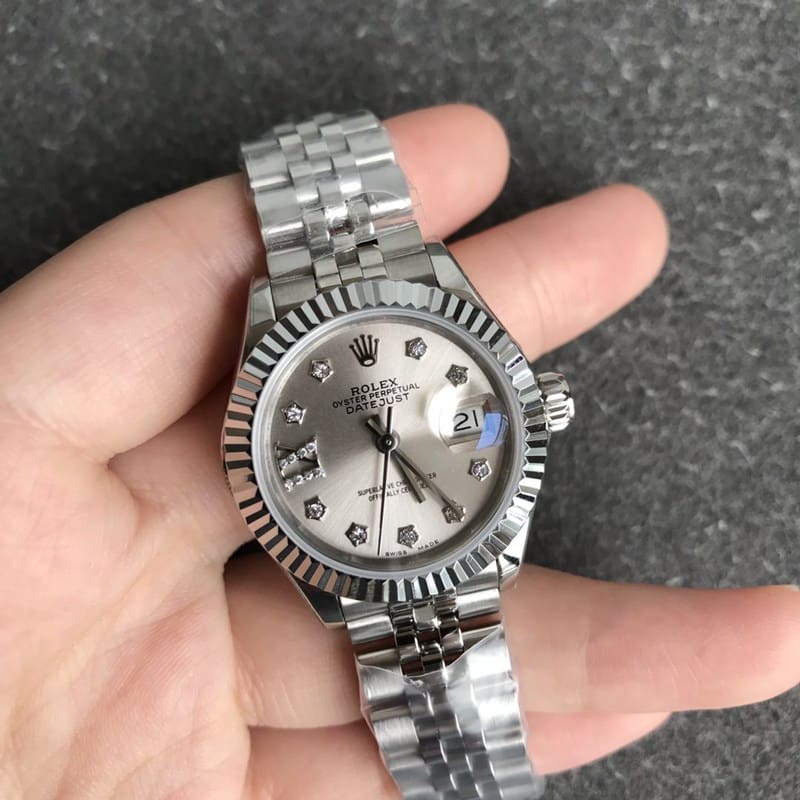 Premium Super Clone Rolex Datejust 28mm 28mm Rolex Mechanical Tiger Tooth Grey Dial Women's CollectWatch