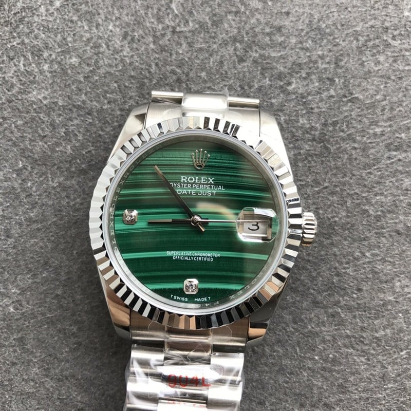 CollectRolex Datejust 36mm Men’s Mechanical Watch with Malachite Green Dial and Diamond Hour Markers